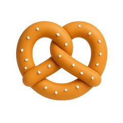 3d pretzel icon isolated on transparent background. Savory snack or baked treat concept