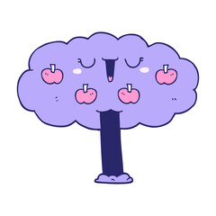 cartoon apple tree in bright neon color