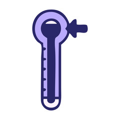 cute cartoon of a glass thermometer in bright neon color