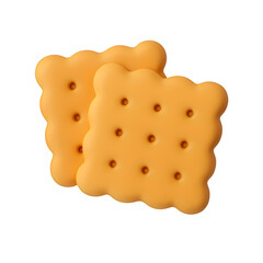 3d crackers icon isolated on transparent background. Crunchy snack or baked treat concept
