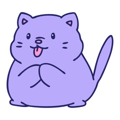 cartoon of a cute little cat in bright neon color
