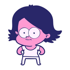 happy cartoon girl in bright neon color