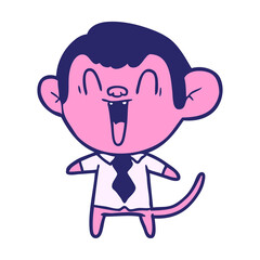 cartoon laughing monkey in bright neon color