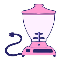 hand drawn cartoon doodle of a food blender in bright neon color