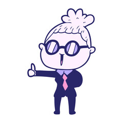 cartoon woman wearing spectacles in bright neon color