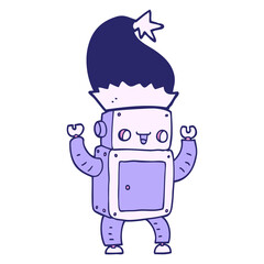 cartoon christmas robot in bright neon color