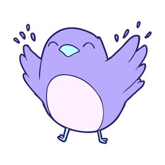 cartoon robin flapping wings in bright neon color