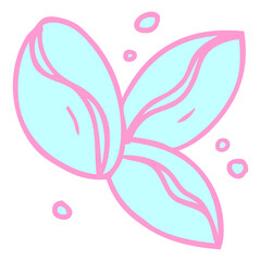 hand drawn cartoon doodle of three coffee beans in bright neon color