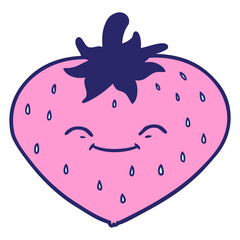cartoon strawberry in bright neon color