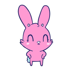 cute cartoon rabbit in bright neon color