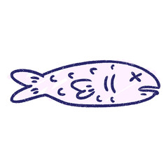 Dead Fish Chalk Drawing in bright neon color