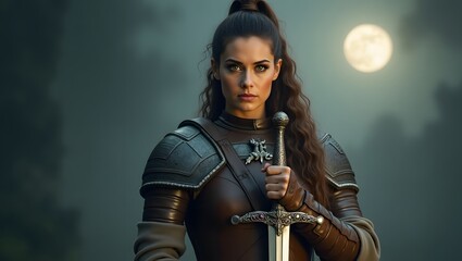 Obraz premium Portrait of a medieval warrior woman