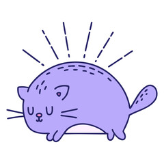 illustration of a traditional tattoo style happy cat in bright neon color