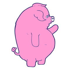 cartoon fat pit in bright neon color
