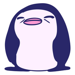 cartoon illustration kawaii of a cute penguin in bright neon color