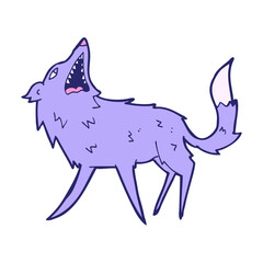 cartoon snapping wolf in bright neon color