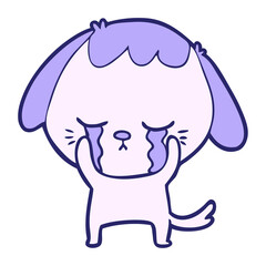 cute puppy crying cartoon in bright neon color