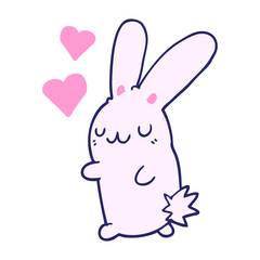 cartoon rabbit in love in bright neon color