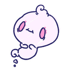 Cute Ghost Chalk Drawing in bright neon color