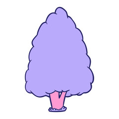 cartoon tall tree in bright neon color