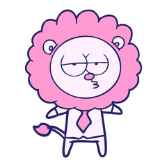 cartoon bored lion office worker in bright neon color
