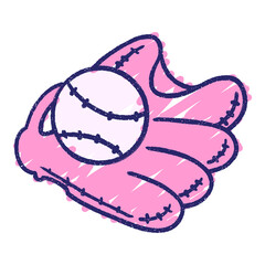 Baseball Mitt Chalk Drawing in bright neon color