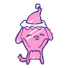 Xmas Dog Chalk Drawing in bright neon color