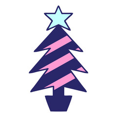 Fototapeta premium cute cartoon of a christmas tree in bright neon color
