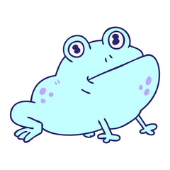 hand drawn quirky cartoon frog in bright neon color