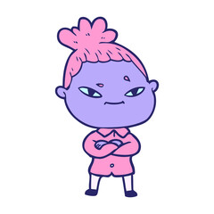 cartoon woman in bright neon color