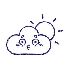 Raincloud And Sun Charcoal Drawing in bright neon color