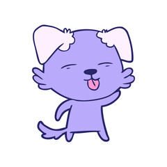 cartoon dog sticking out tongue in bright neon color
