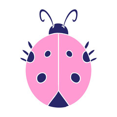 flat color style cartoon ladybug in bright neon color
