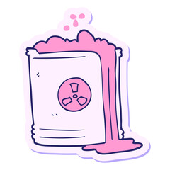 sticker of a cartoon radioactive waste in bright neon color