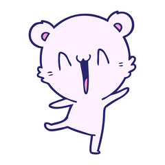 happy polar bear cartoon in bright neon color