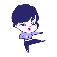 cartoon woman in bright neon color