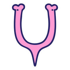 iconic tattoo style image of a wish bone in bright neon color