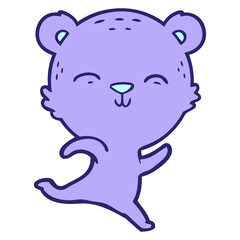 happy cartoon bear in bright neon color