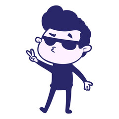 cartoon cool guy in bright neon color