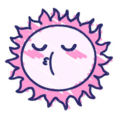 Cute Sun Chalk Drawing in bright neon color