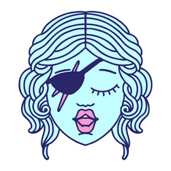 Retro Tattoo Style human rogue character in bright neon color