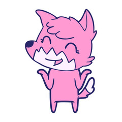 happy cartoon fox in bright neon color