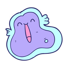cartoon germ in bright neon color
