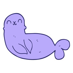 cartoon seal in bright neon color