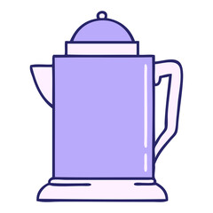 cartoon of an old coffee jug in bright neon color