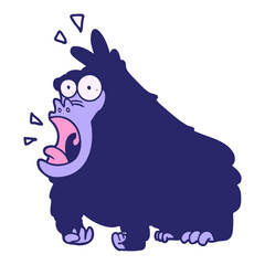 cartoon shouting gorilla in bright neon color