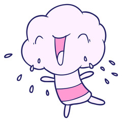 cute cartoon cloud head creature in bright neon color