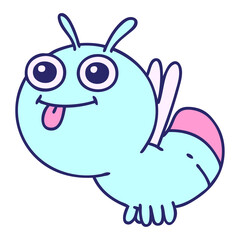 cartoon of a cute glow bug in bright neon color