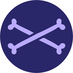 iconic tattoo style image of cross bones in bright neon color
