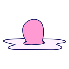 hand drawn quirky cartoon fried egg in bright neon color